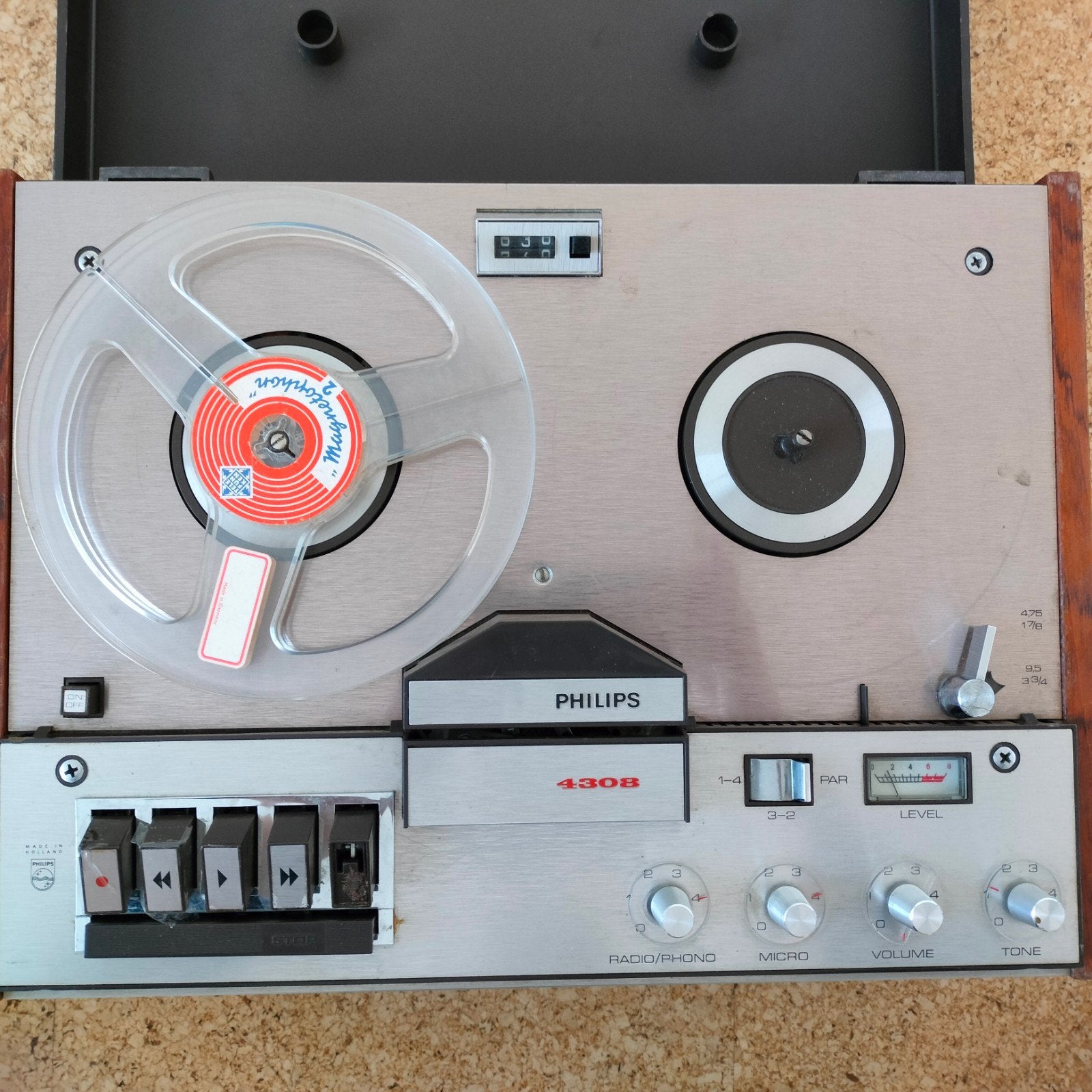 Philips 4308 Bandrecorder met stofkap, Ophalen, Bandrecorder, Met stofkap