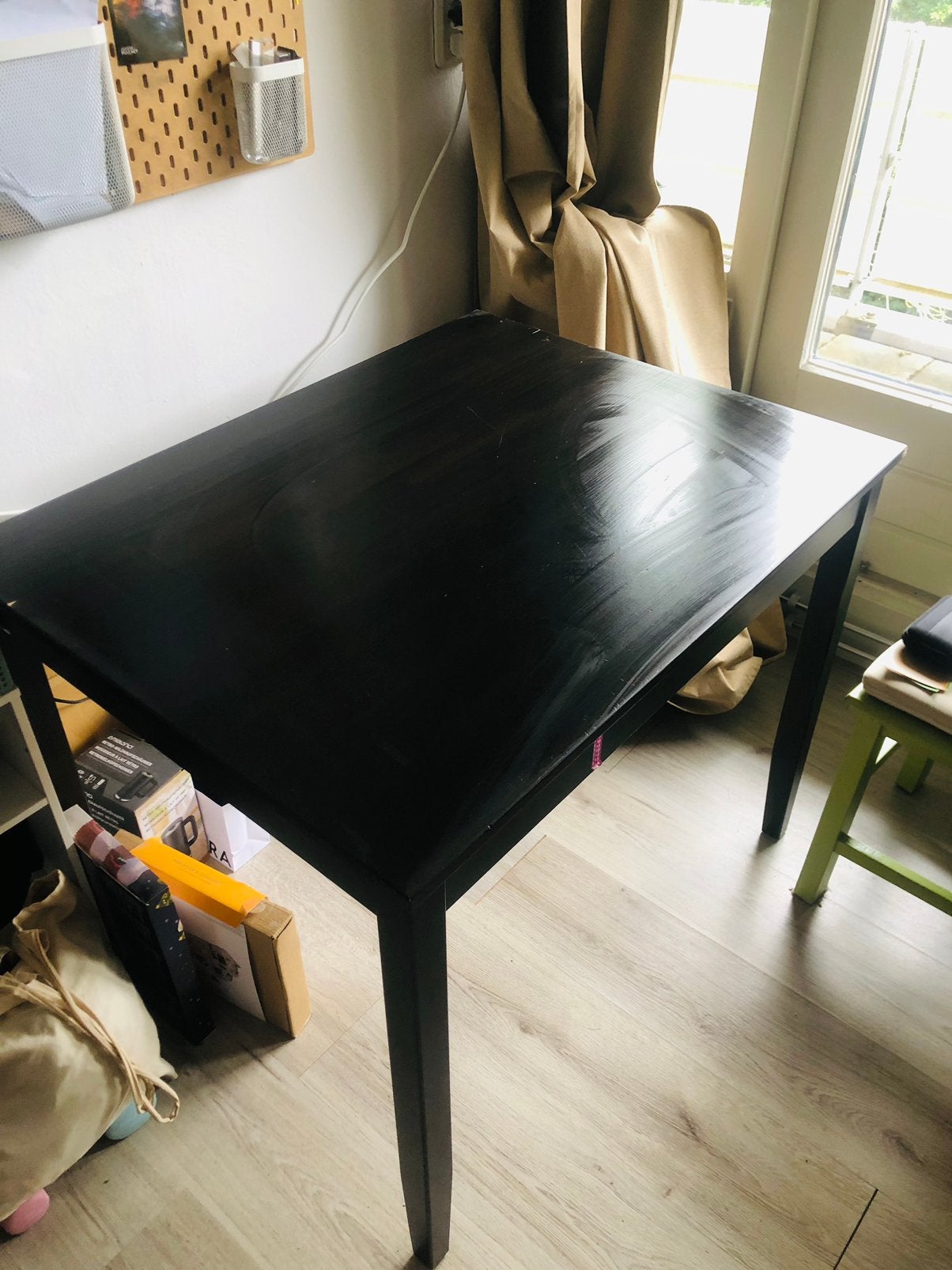 Zwart/bruine tafel, Ophalen, 100 tot 150 cm, 50 tot 100 cm, Zo goed als nieuw