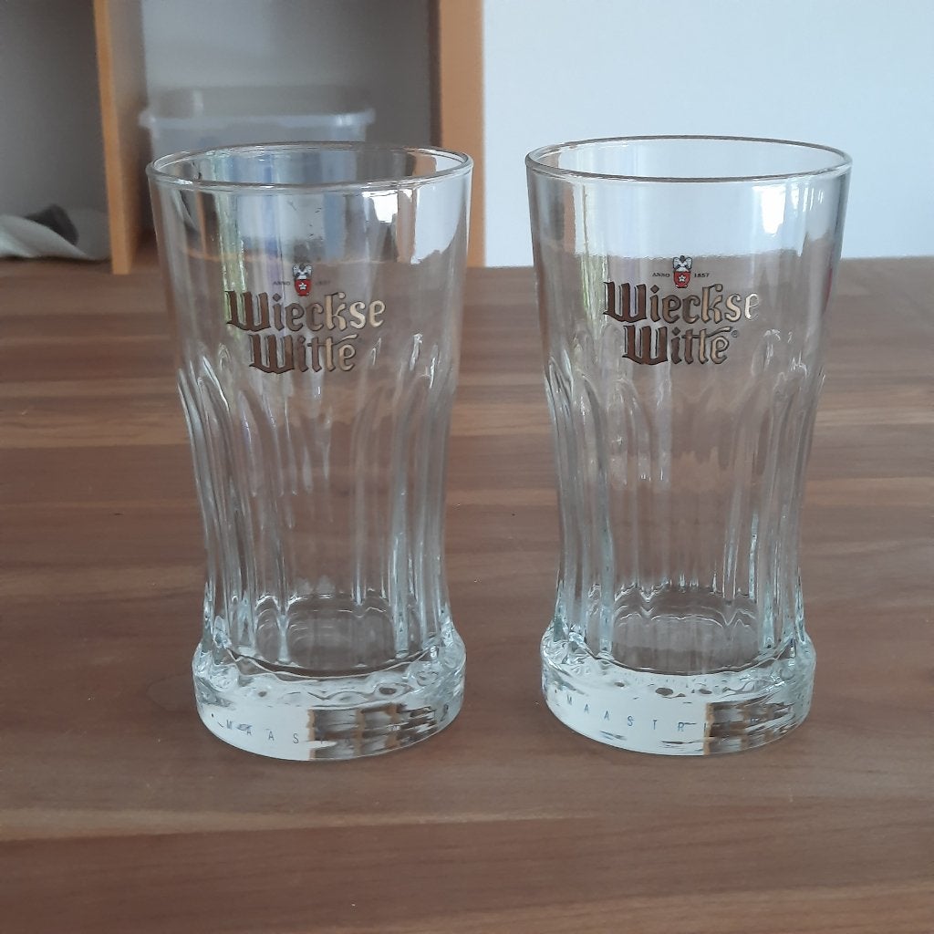 2 x klassiek Wieckse Witte witbier glas (250 ml), Ophalen, Gebruikt, Bierglas