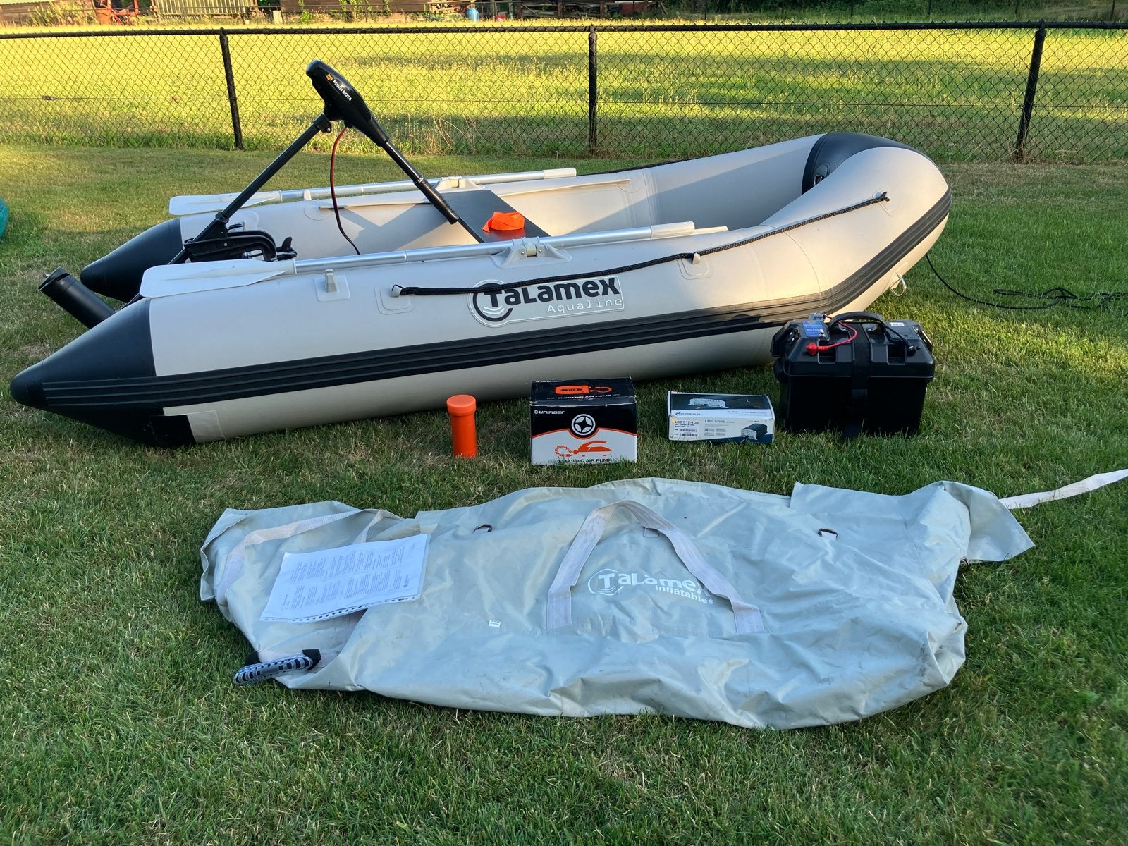 Talamex Aqualine QLA - lek - compleet met accu en motor, Ophalen, Gebruikt, Elektrisch, Buitenboordmotor