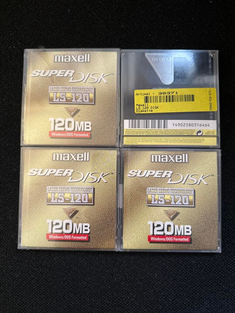 Maxell SuperDisk LS-120 120MB Disketten (4 stuks), HDD, Nieuw, Ophalen of Verzenden, Desktop