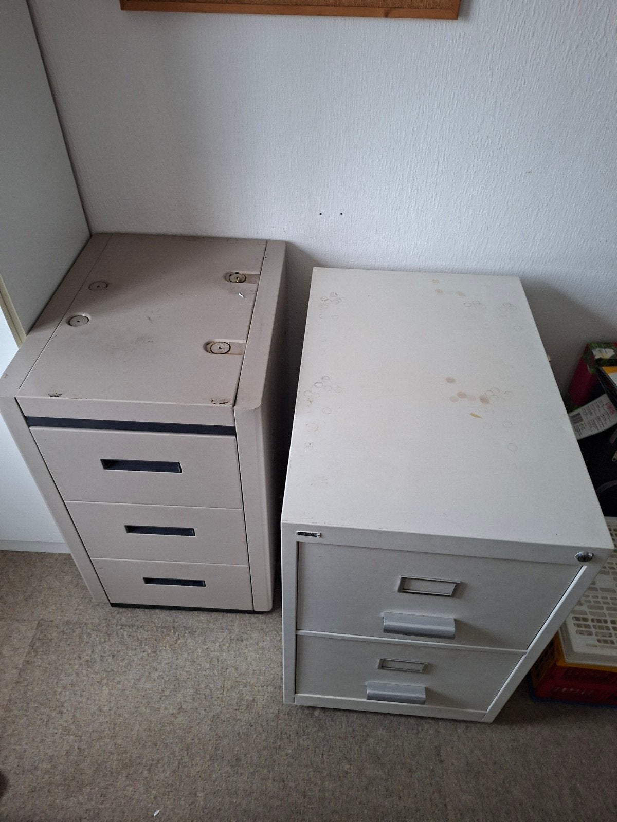 Tk 2 nette stalen kasten ladenkasten bureaukasten., Ophalen, Gebruikt, 25 tot 50 cm, 50 tot 100 cm
