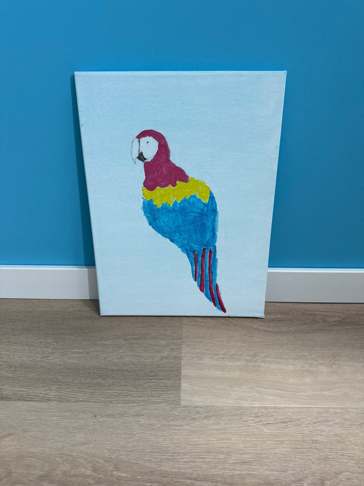 Canvas met kleurrijke Ara - 30x40cm, Ophalen, Minder dan 50 cm, Nieuw, Schilderij
