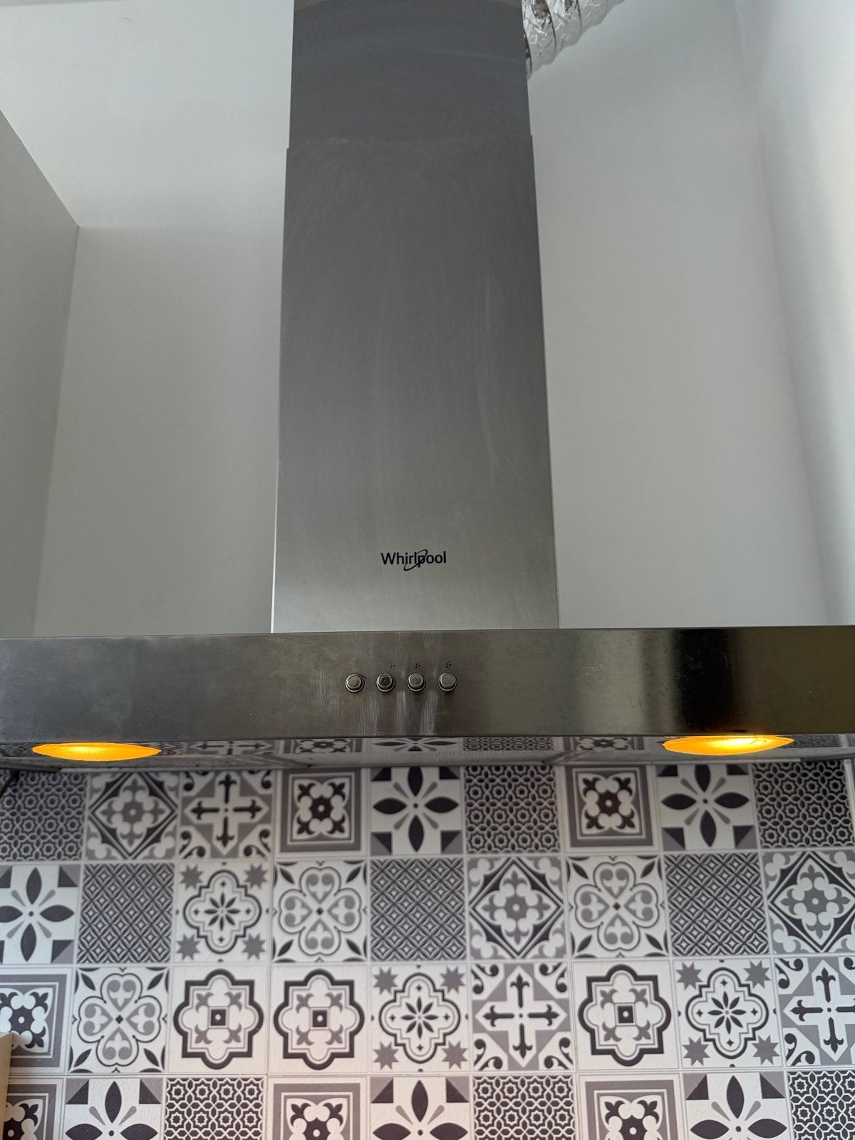 Whirlpool AKR 559/2 IX Wandschouwkap - RVS Afzuigkap, Ophalen, Gebruikt, Vrijstaand, Motor