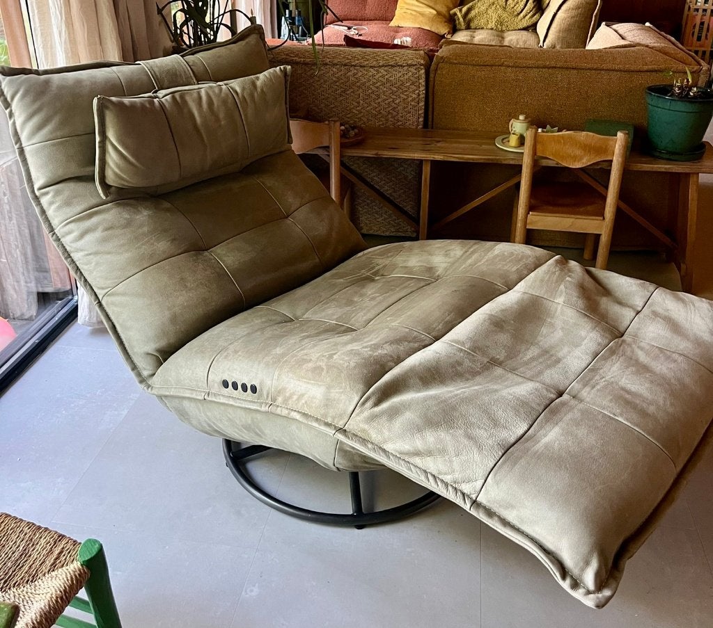 Chill line fauteuil - Leer - Verstelbaar, oplaadbaar, Ophalen, Gebruikt, 100 tot 125 cm, Leer