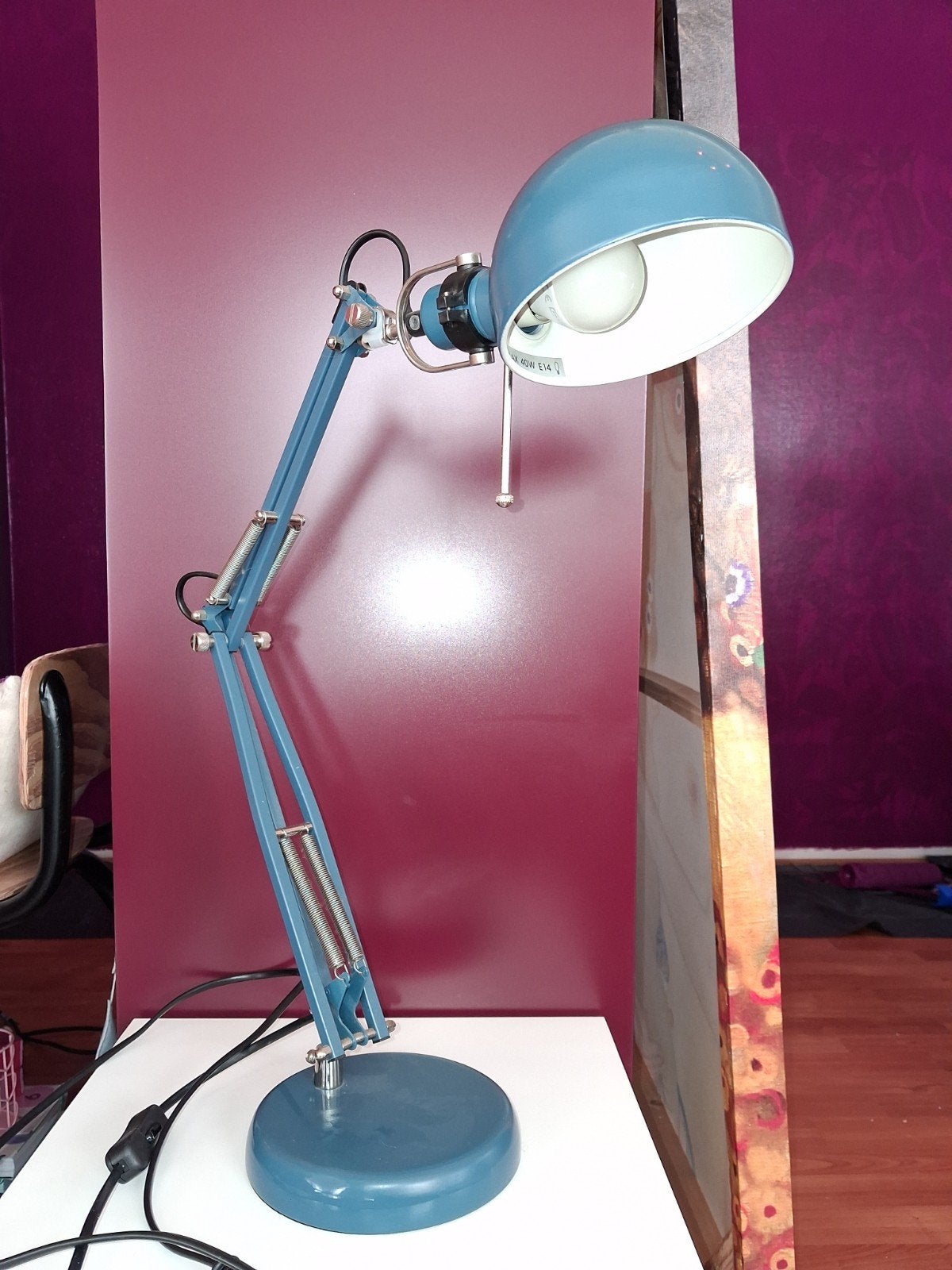 IKEA FORSA bureaulamp blauw, Bureaulamp, Gebruikt, Met schakelaar, E14 (klein)