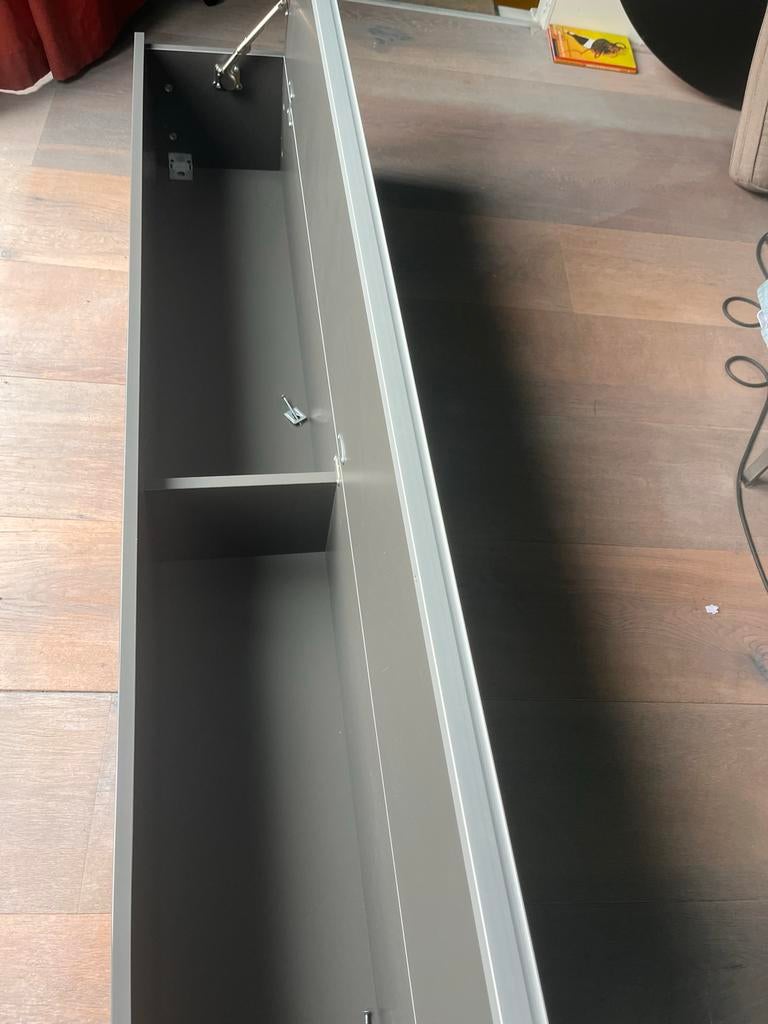 Grijze hoogglans wandkast bovenkast 1.80breed!, Ophalen, Overige materialen, Met klep(pen), 150 tot 200 cm
