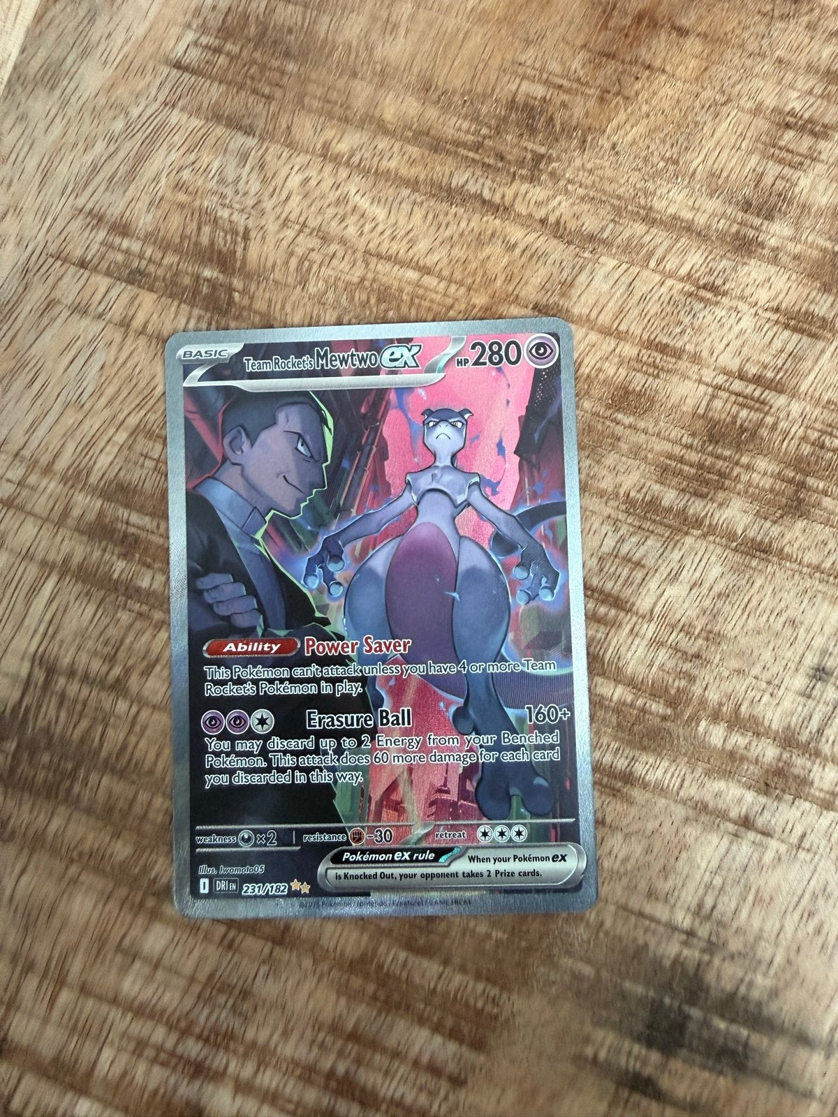 Team Rocket's Mewtwo EX 280 HP Pokémon kaart, Ophalen of Verzenden, Zo goed als nieuw, Losse kaart