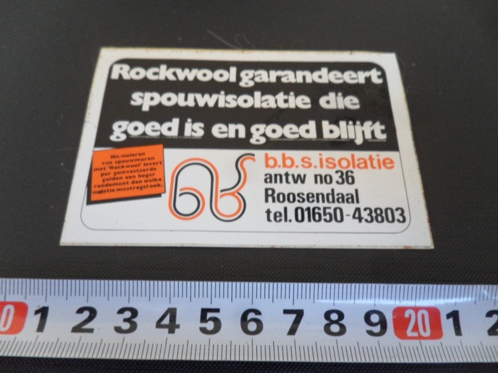 sticker Roosendaal B.B.S. Isolatie  ROCKWOOL, Ophalen, Zo goed als nieuw
