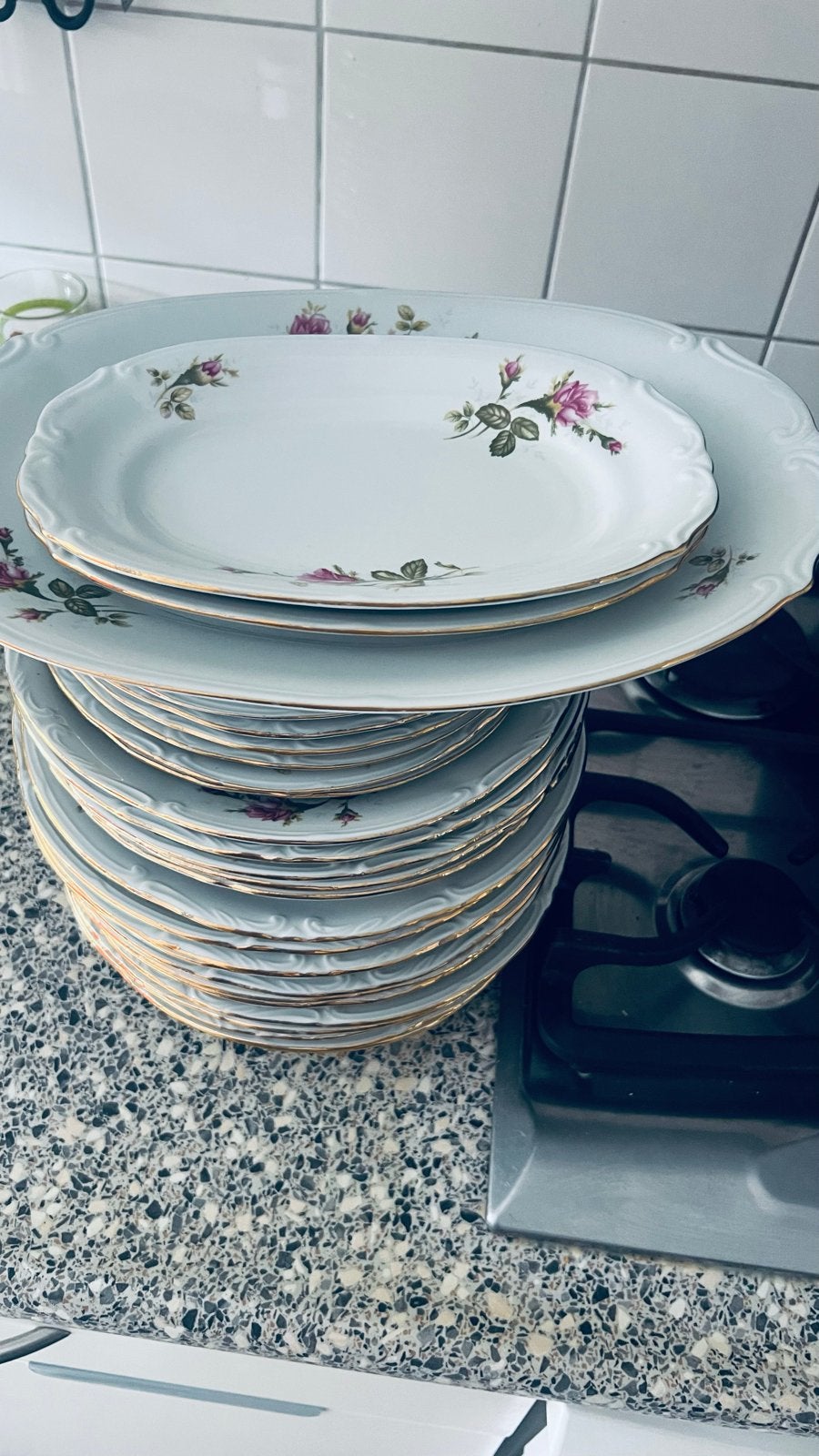 Prachtig Vintage Servies met Rozenmotief, Ophalen, Gebruikt, Vintage, Porselein