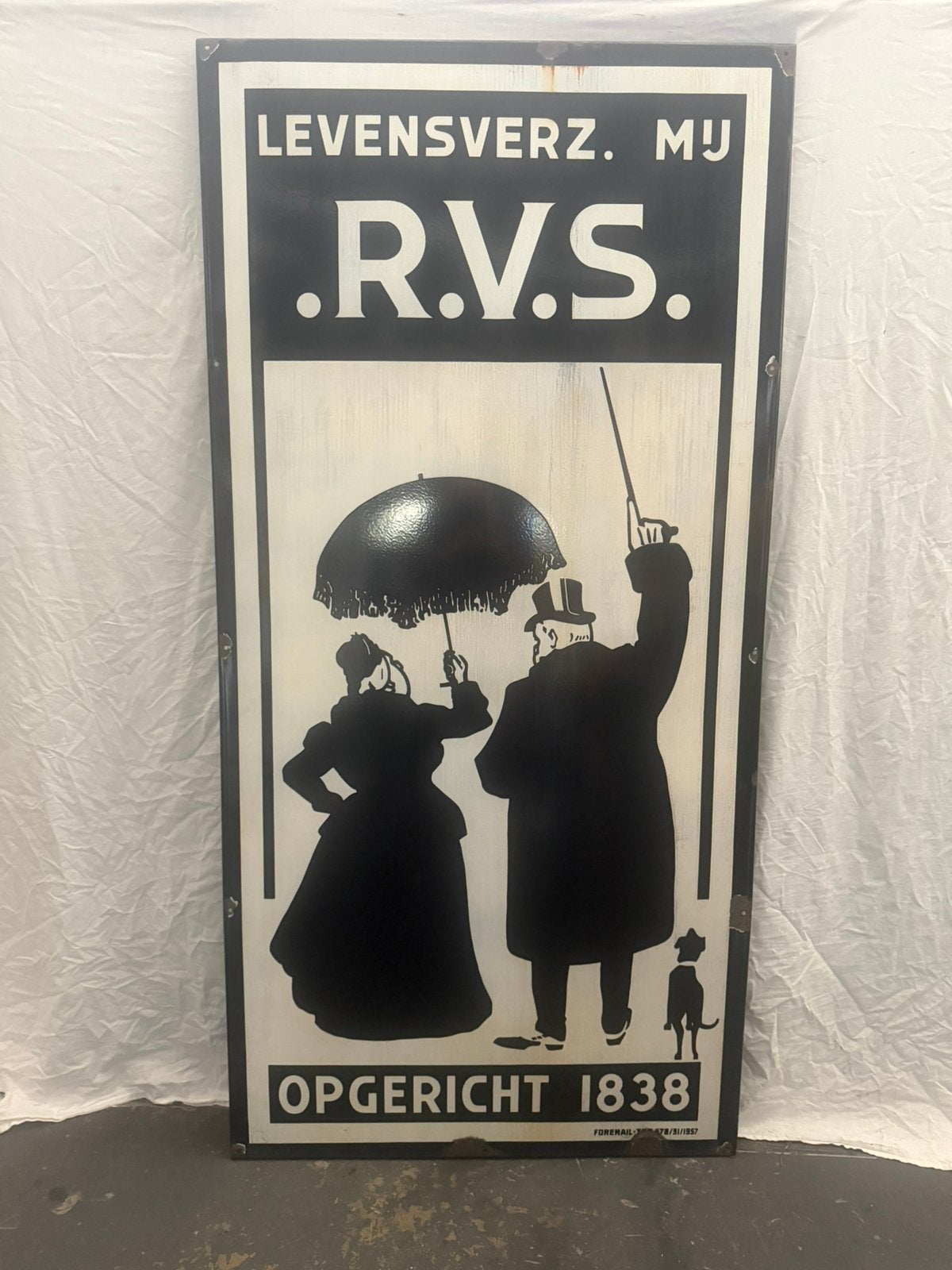 Emaille R.V.S Bord XXXXL, Verzamelen, Ophalen, Gebruikt, Reclamebord