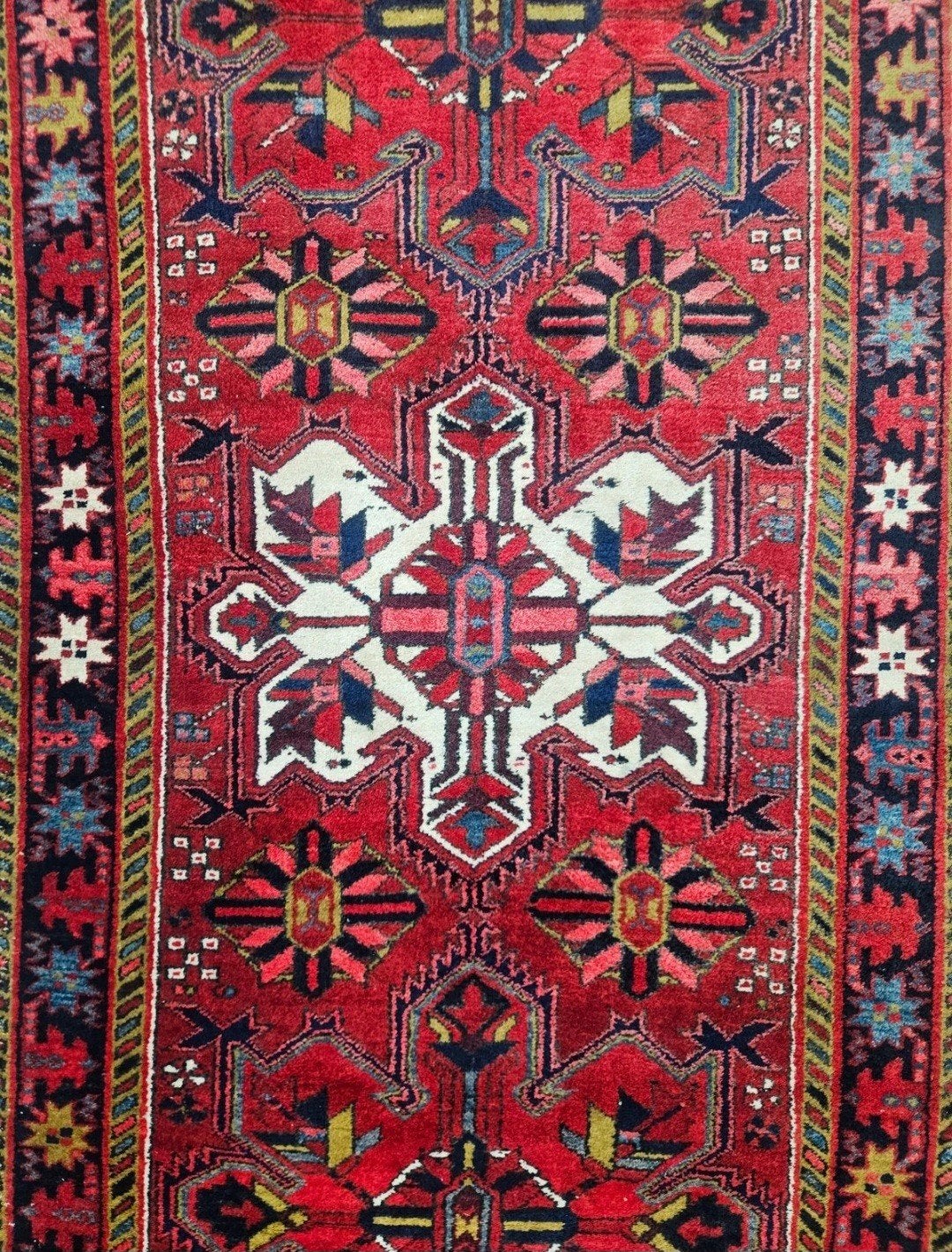 Handgeknoopt Perzisch wol Heriz tapijt loper 115x320cm, 100 tot 150 cm, Geel, 200 cm of meer, Www.hypepopup.nl
