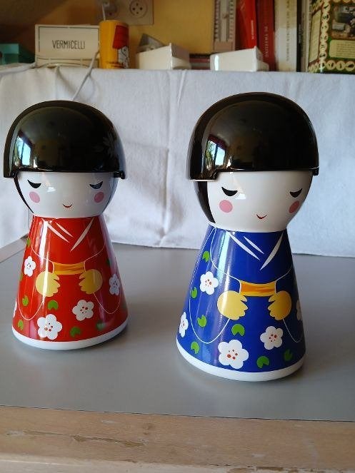 Set van 2 Japanse Kokeshi voorraadpotten, Ophalen of Verzenden