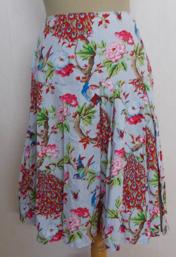 Aparte handgemaakte pauwen print rok! 38, Kleding | Dames, Rokken, Maat 38/40 (M), Nieuw, Onder de knie, Verzenden