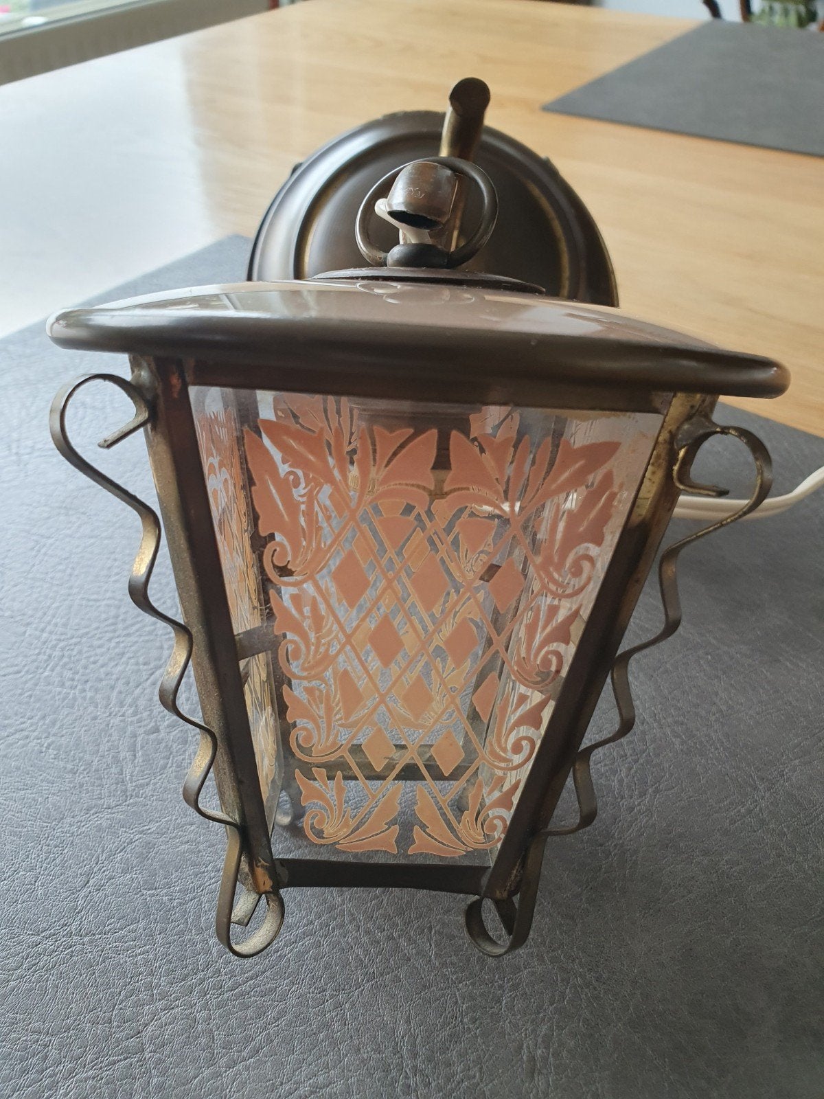 art deco schemerlampje zalm/rose, Antiek en Kunst, Ophalen