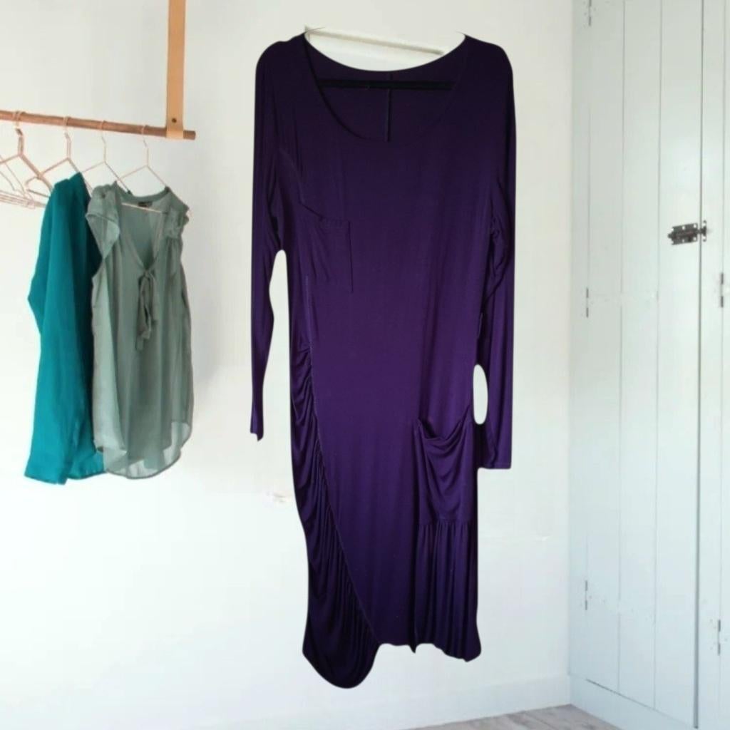 🪻 HeART / ART Jurk maat XXXL 46 wp 109,95, Kleding | Dames, Jurken, Zo goed als nieuw, Maat 46/48 (XL) of groter, Paars, Onder de knie