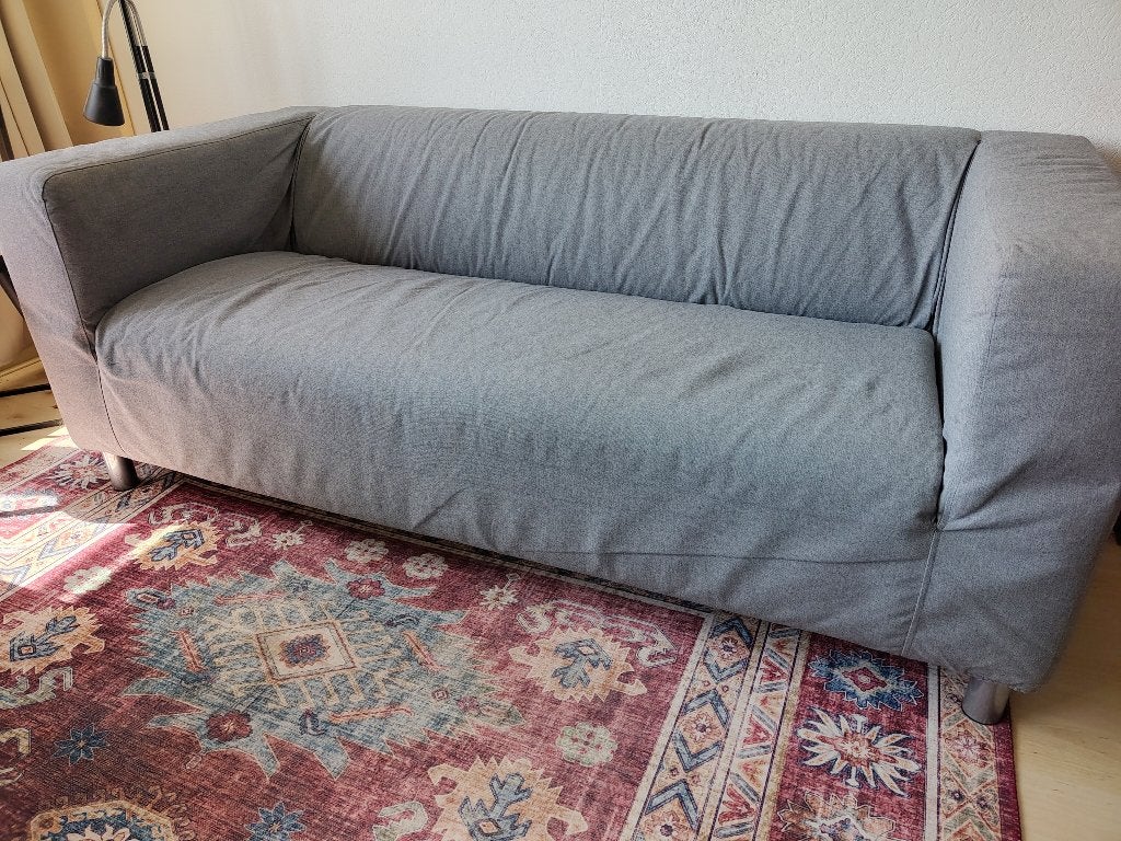 Grijze KLIPPAN bank, Ophalen, Gebruikt, 150 tot 200 cm, Tweepersoons