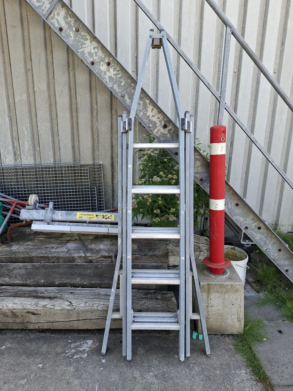 Dirks puntladder 3x5 treden - Geocoat, Ophalen, Gebruikt, Ladder, Opvouwbaar of Inschuifbaar