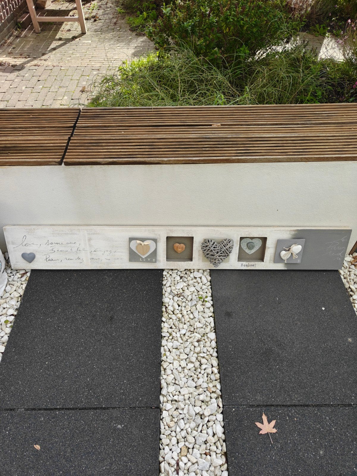 Canvas decoratie balk met harten - 150 cm, Ophalen, Meerkleurig, Zo goed als nieuw, Modern