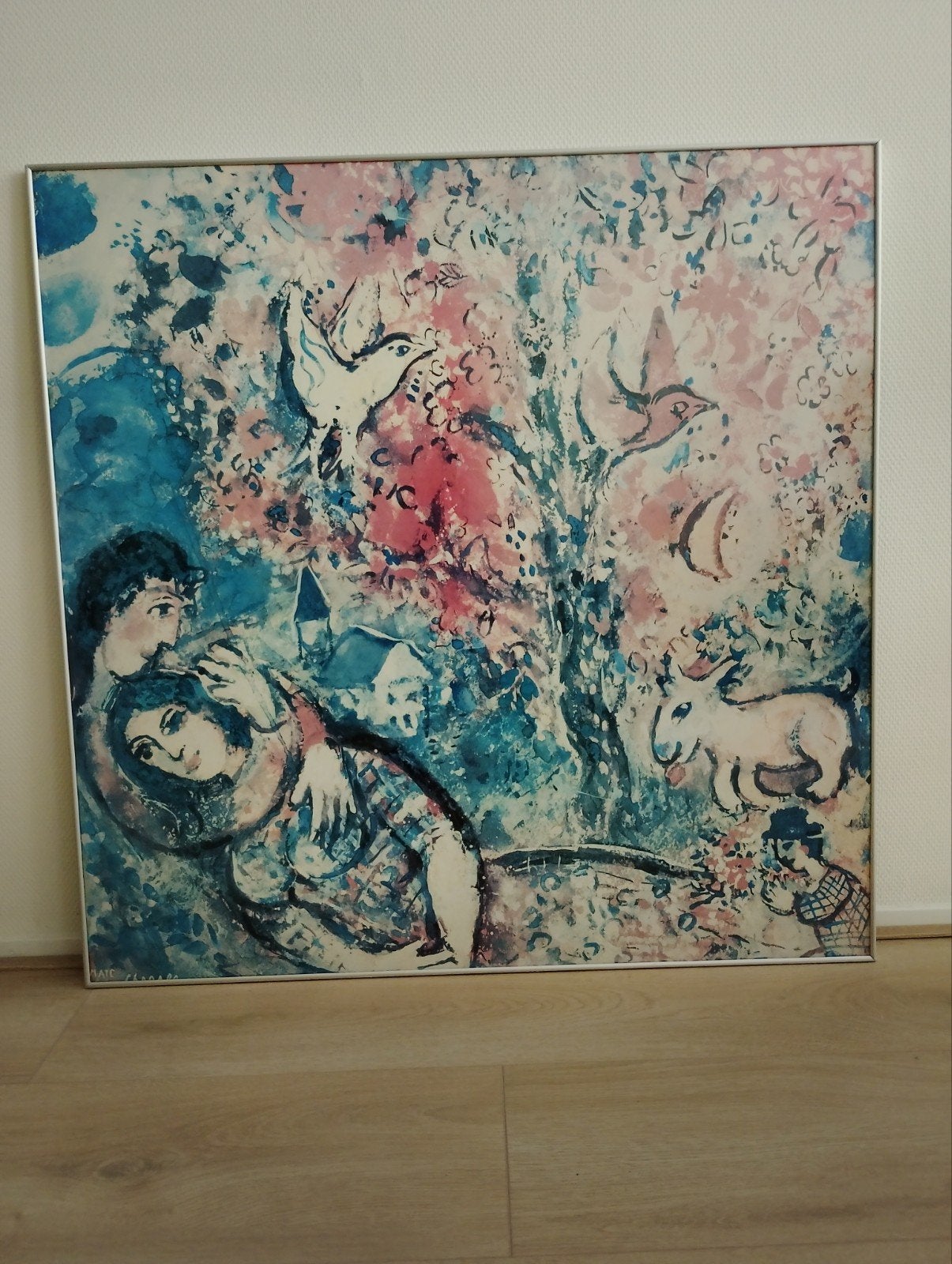 Mooie Marc Chagall reproductie 90 x 90 cm ingelijst, Ophalen, Gebruikt, Print, 75 tot 100 cm