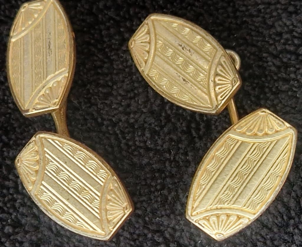 2 stel Art DECO manchetknopen. Verguld & gemerkt Krementz, Sieraden, Tassen en Uiterlijk, Manchetknopen, Gebruikt, Overige materialen
