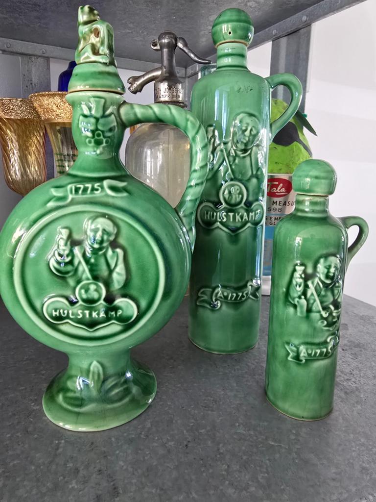 Antieke  set van 3 Hulstkamp jeneverkruiken €69, Ophalen of Verzenden