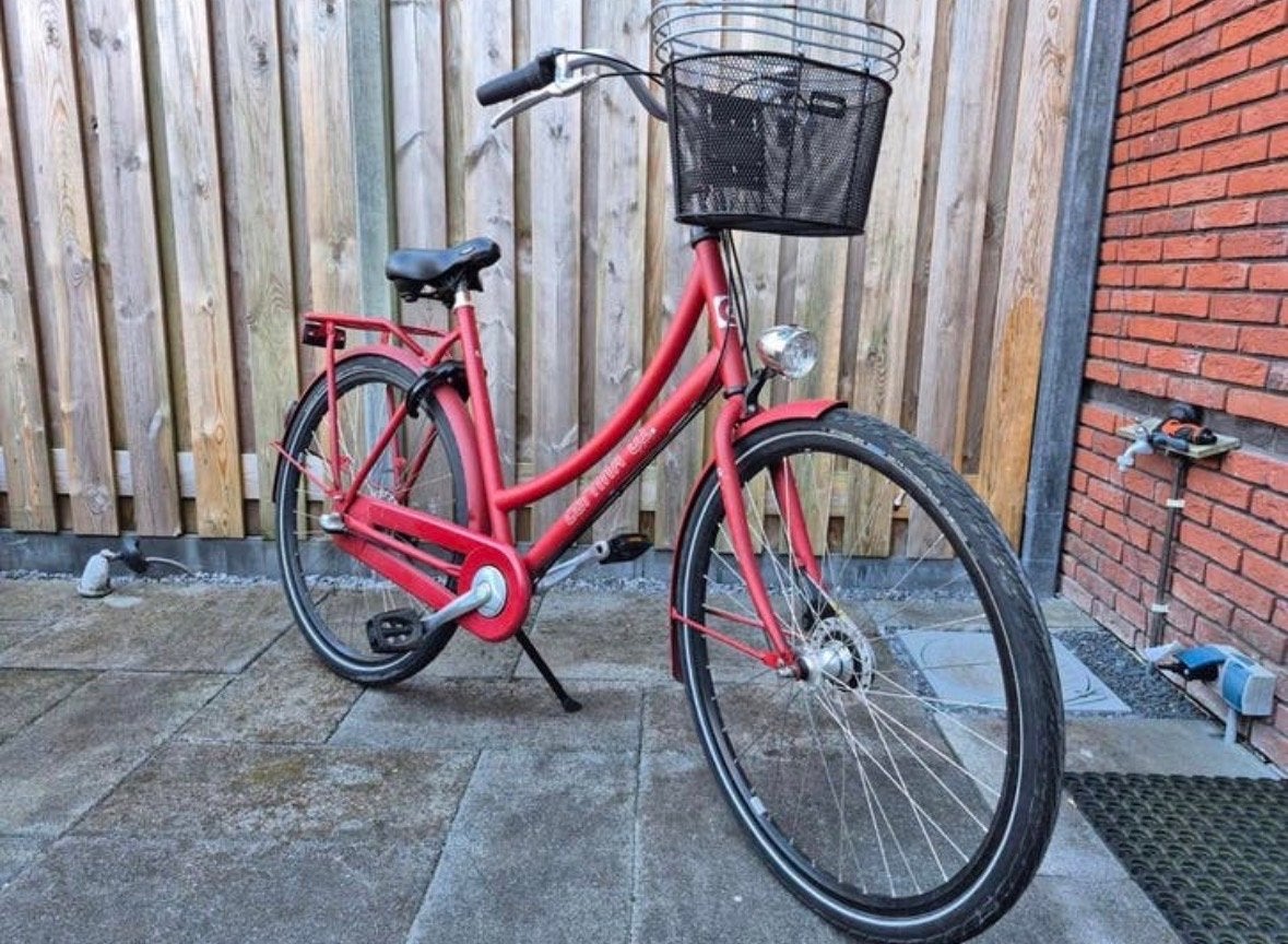 Rode Cortina U4 Transportfiets met mandje, Terugtraprem, Versnellingen, Ophalen, Overige merken