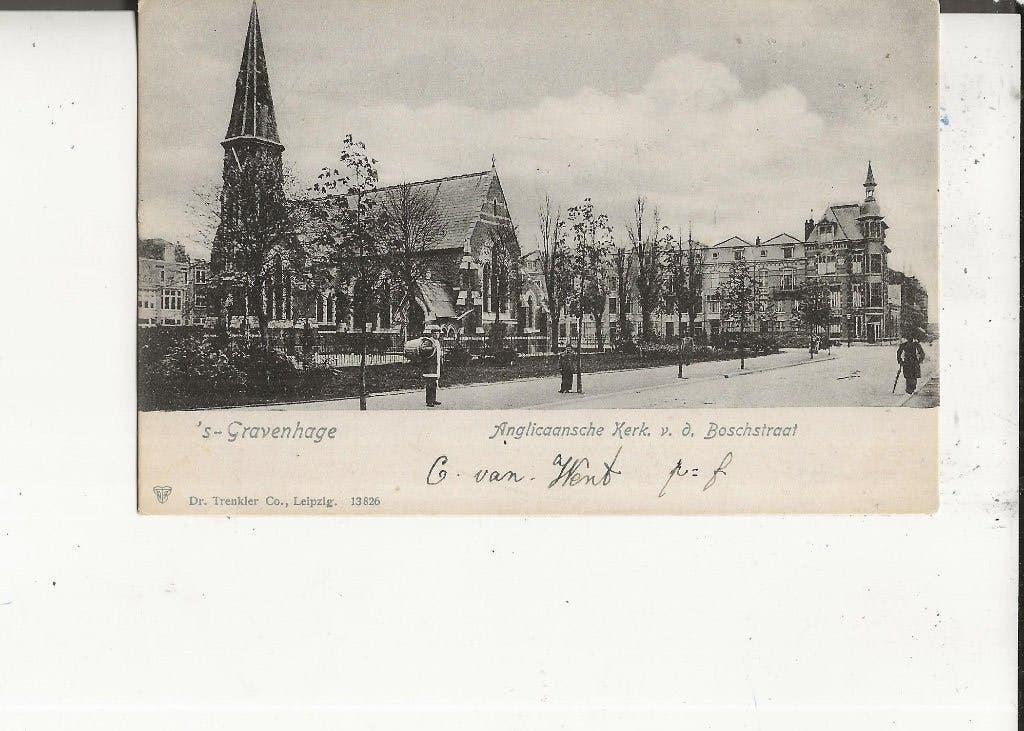 Den Haag v d Boschstraat Anglicaansche Kerk 1906, Verzamelen, Ophalen of Verzenden, Voor 1920, Ongelopen, Zuid-Holland