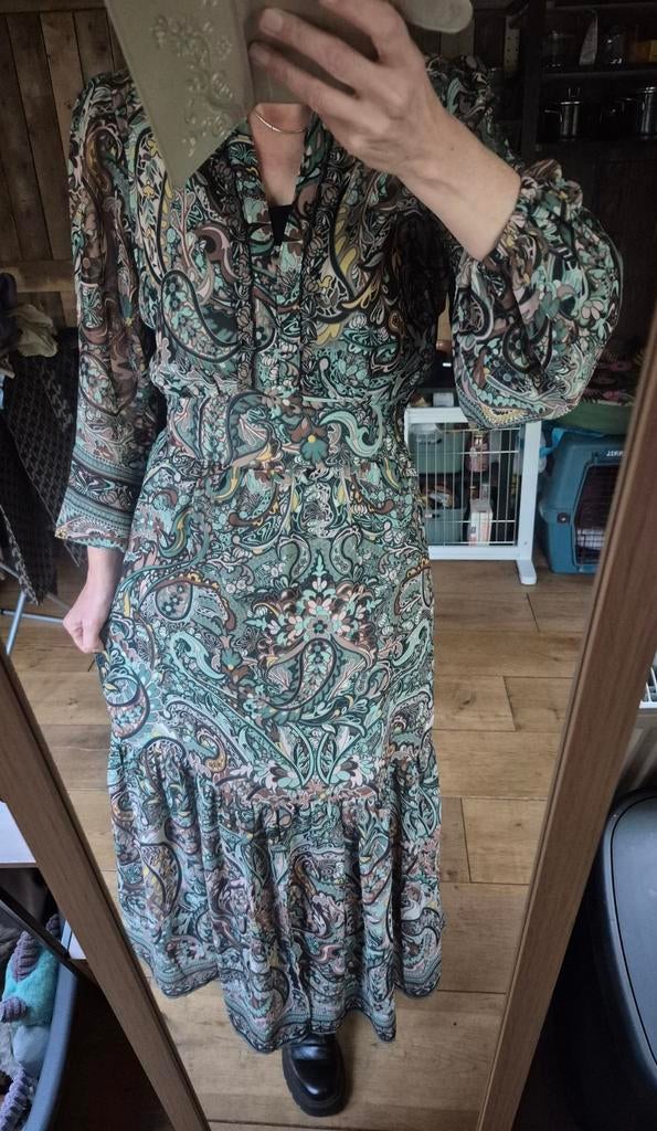 Mooie lange jurk maat S Cotton club, Maat 38/40 (M), Ophalen of Verzenden, Zo goed als nieuw, Onder de knie