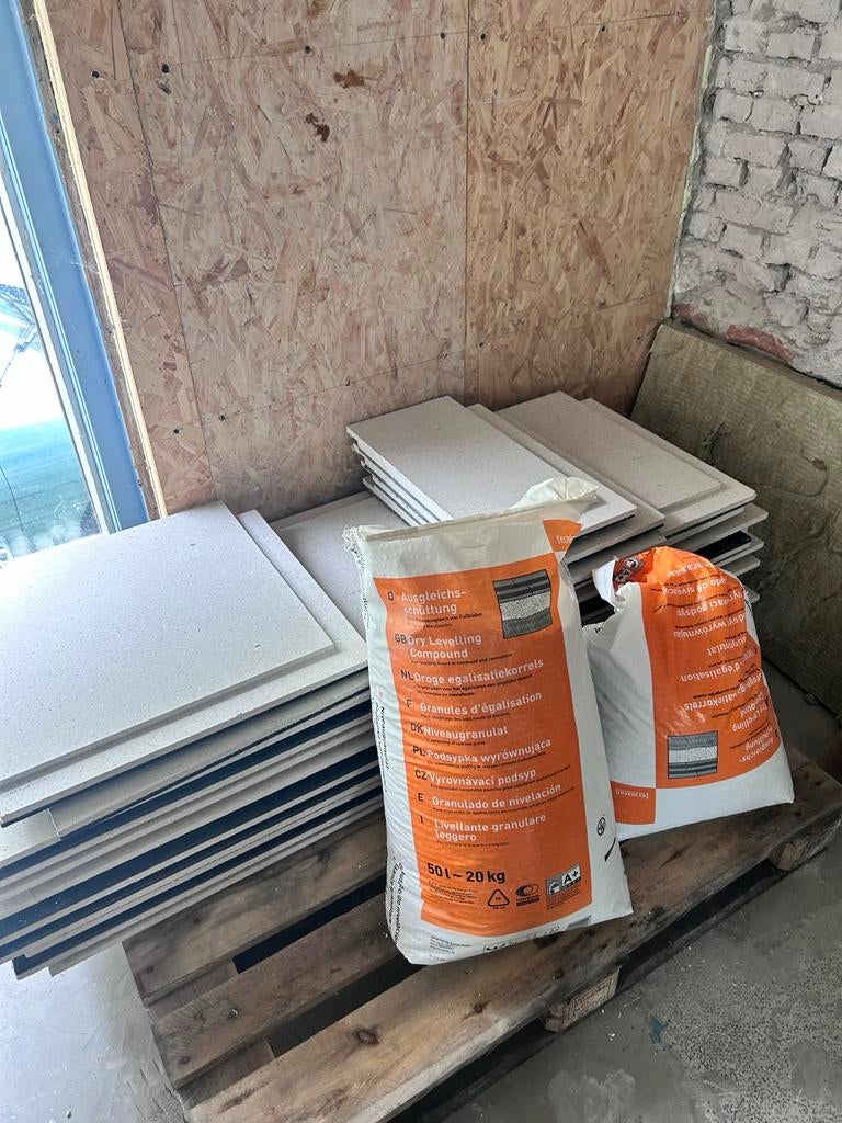 Fermacell vloerplaten 2e26 + egalisatiekorrels, Ophalen, Overige materialen, 30 cm of meer, Overige typen