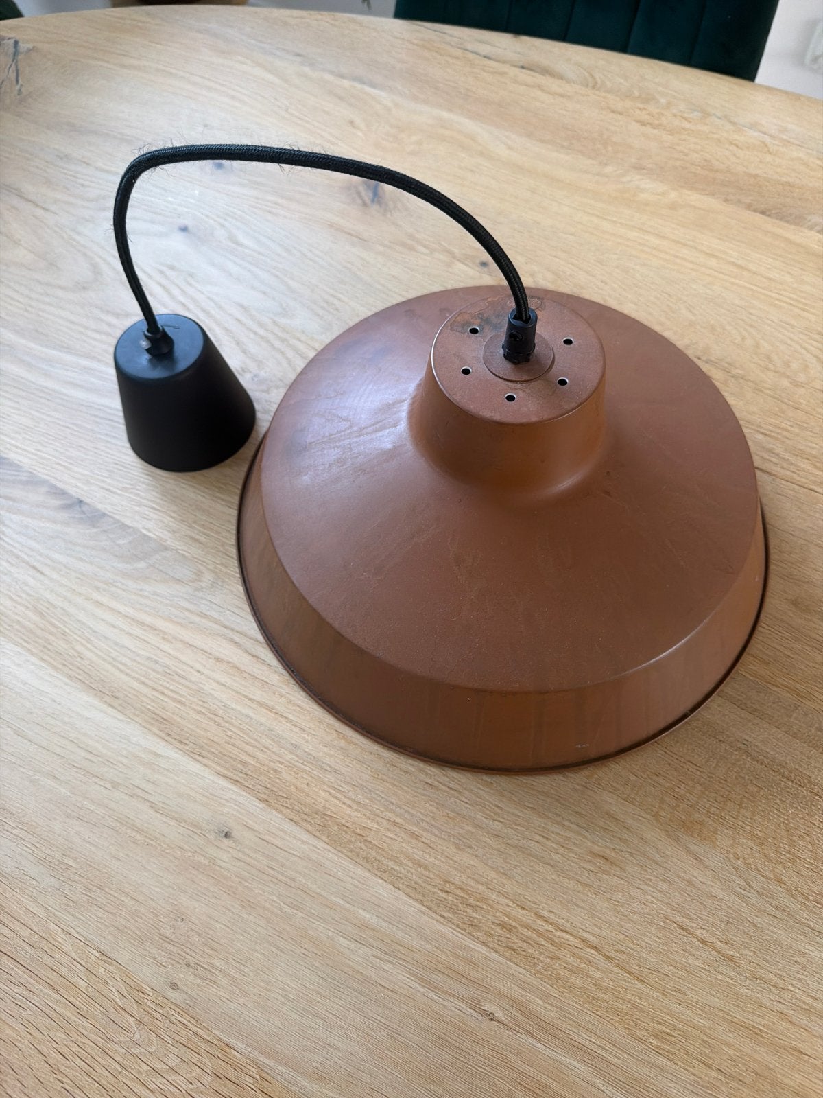Bruine industriële hanglamp - Metaal, Ophalen of Verzenden, Zo goed als nieuw, Metaal, E14 (klein)