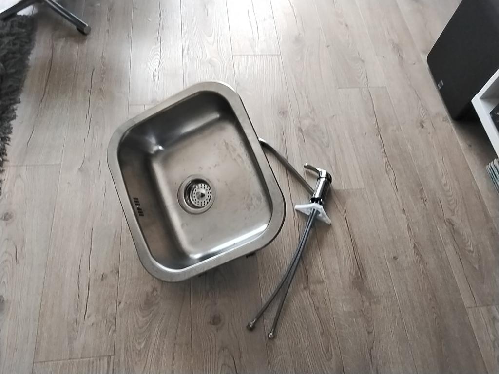 Roest vrij stalen afwas  bak 46x40 als nieuw ikea met kraan, Ophalen of Verzenden, Zo goed als nieuw, Kraan