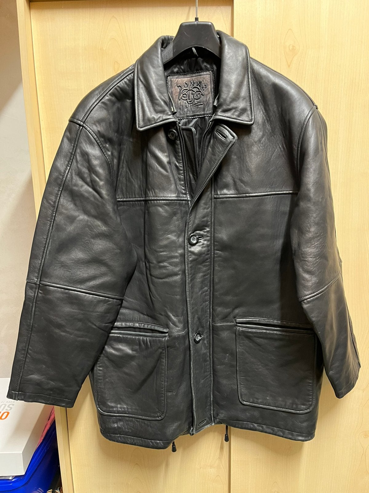 DONAR Leren jas zwart (leather) met knopen mt. 52 (L/xl), Ophalen of Verzenden, Zo goed als nieuw, Maat 52/54 (L), Zwart