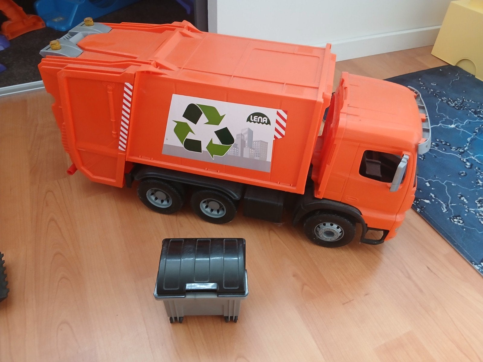 Grote Lena vuilniswagen met afvalcontainer, Ophalen of Verzenden, Gebruikt