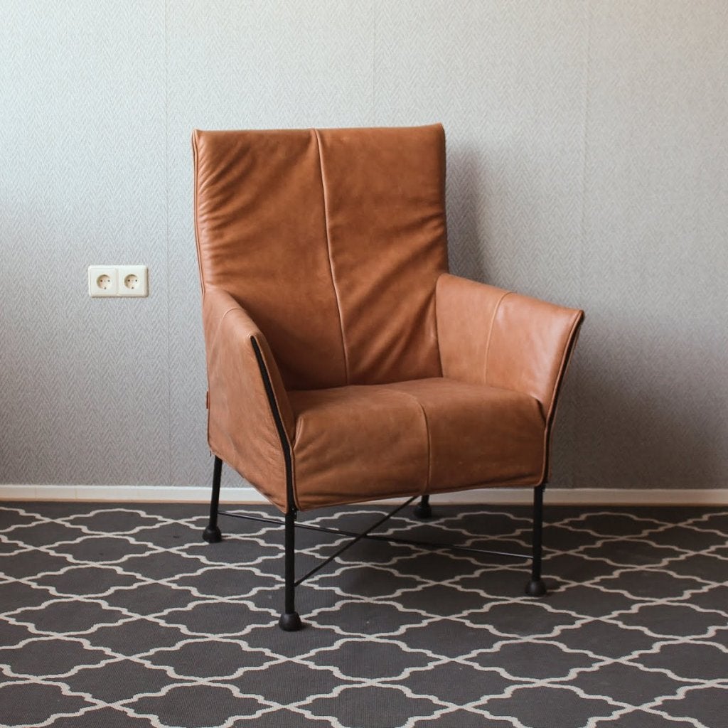 Montis Charly Fauteuil Buffalo Leer Cognac - Zwart (Op Doppe, Huis en Inrichting, Niet ingevuld, Zo goed als nieuw, Niet ingevuld