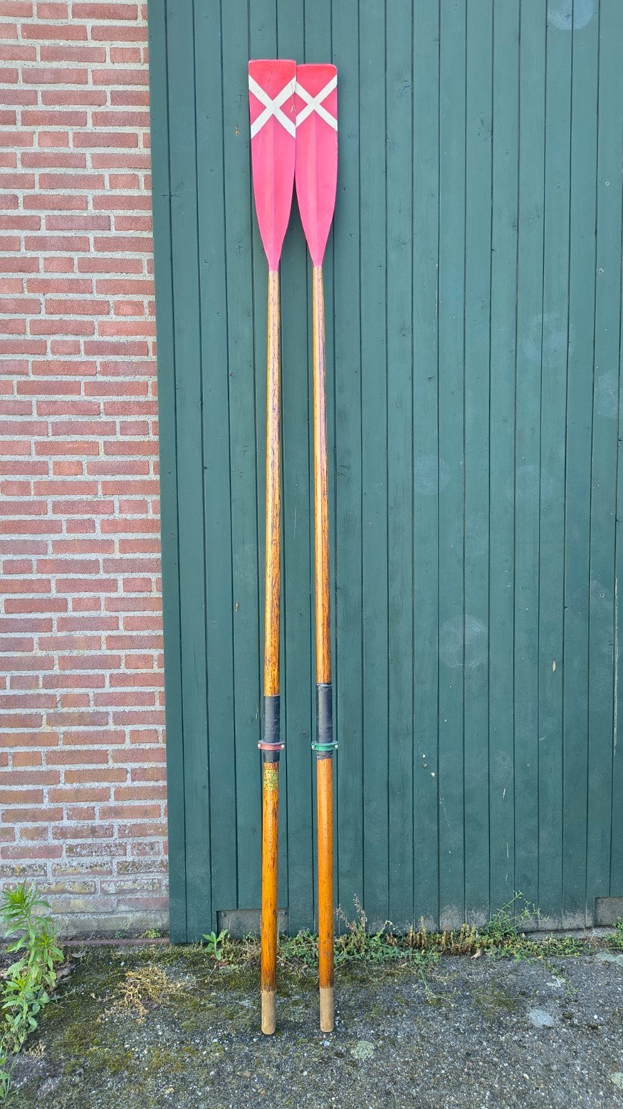 Grote houten roeispanen decoratie 297 cm, Antiek en Kunst, Ophalen