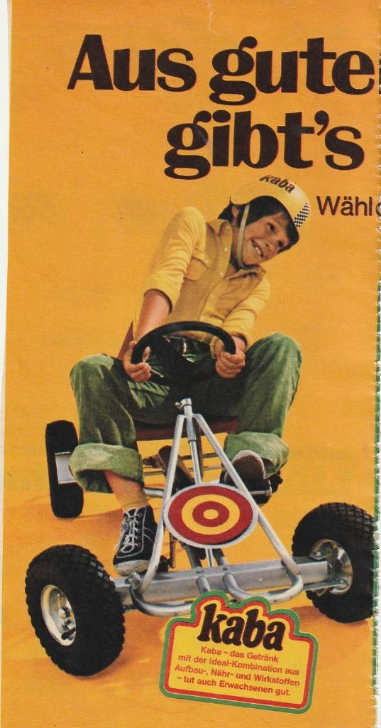 Retro reclame 1972 Kaba cacao jongetje op skelter, Verzenden, Overige typen