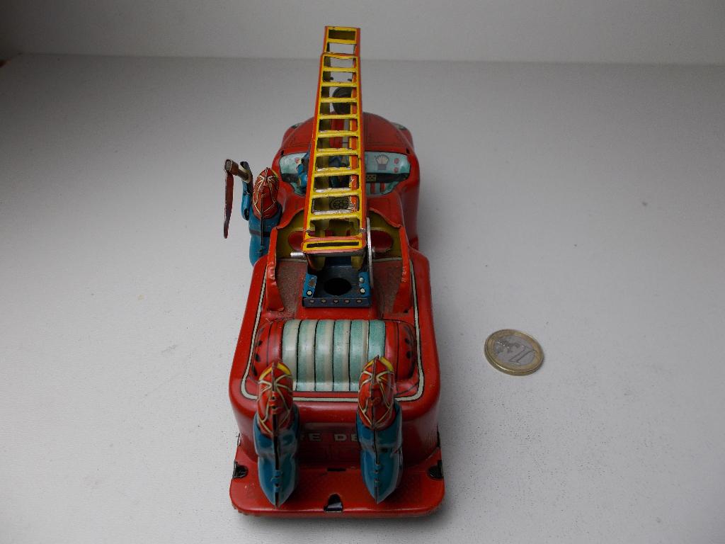 Jaren 50/60 JAPAN BLIKKEN BRANDWEER WAGEN. (Frictie) -B-, Antiek en Kunst, Ophalen of Verzenden