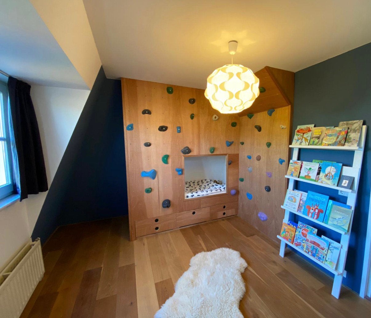 Uniek: Kinderbed klimmuur / klimwand, Ophalen, Zo goed als nieuw, 180 cm of meer, 85 tot 100 cm