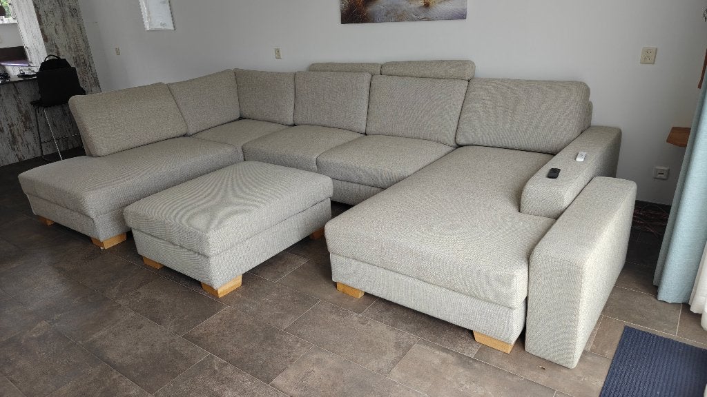 Groot Ikea Sorvallen bank met chaise loungen en voetbank, Huis en Inrichting, Banken | Sofa's en Chaises Longues, Ophalen, 300 cm of meer