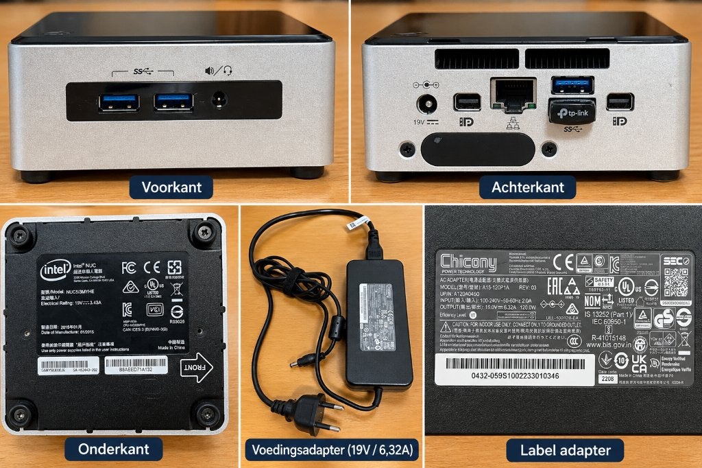 Intel NUC Core i3 – 8 GB RAM – 1 TB HDD Inclusief voeding, Computers en Software, Gebruikt, HDD, 2 tot 3 Ghz, 8 GB