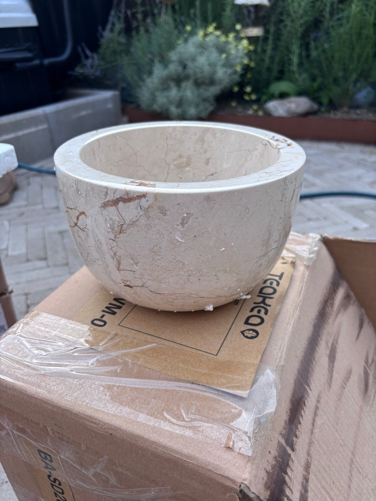 Nieuwe waskom marmer look - 20x20x12 cm, Ophalen, Minder dan 50 cm, Nieuw, Minder dan 25 cm