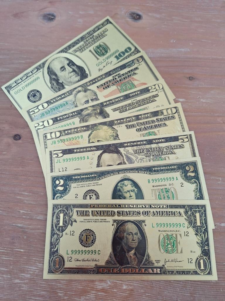 Amerikaanse Goud Folie Biljetten Set - Decoratief, Ophalen of Verzenden, Noord-Amerika, Setje