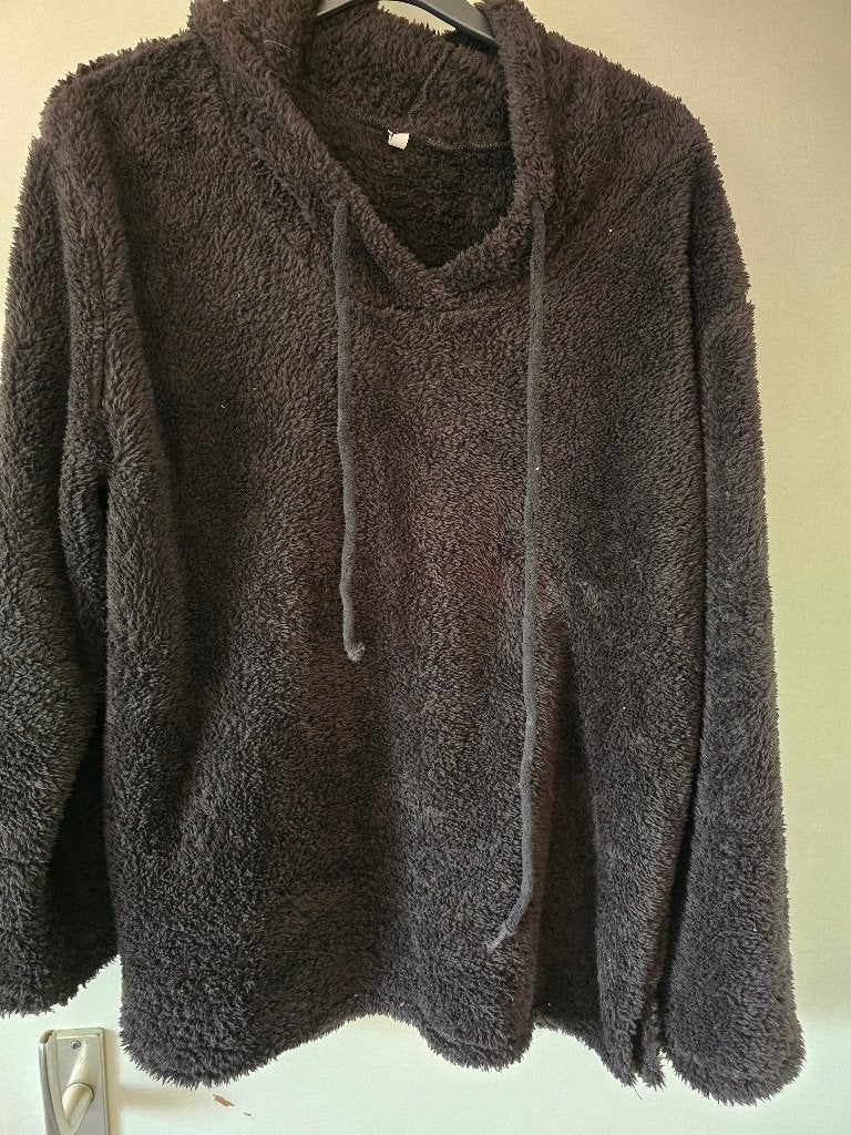 Zwarte teddy fleece trui, maat 44/46, Zwart, Trui of Vest, Ophalen of Verzenden, Onbekend