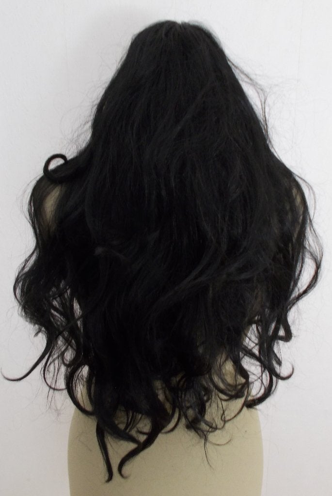 Zwarte lange haren pruik, Sieraden, Tassen en Uiterlijk, Uiterlijk | Haarverzorging, Verzenden, Zo goed als nieuw, Pruik of Haarverlenging