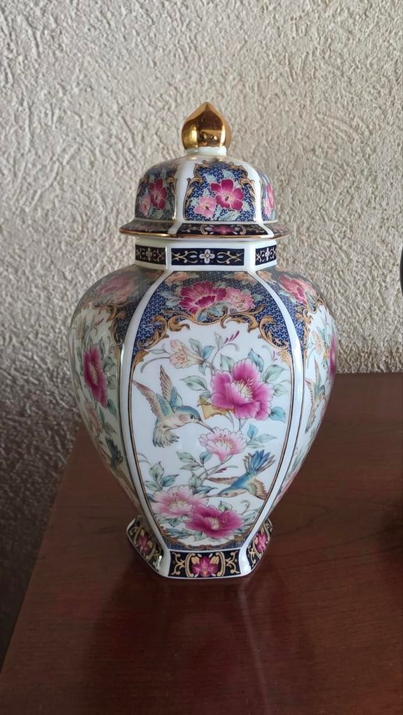 Prachtige Chinese gemberpot met vogel- en bloemmotief, Antiek en Kunst, Ophalen of Verzenden
