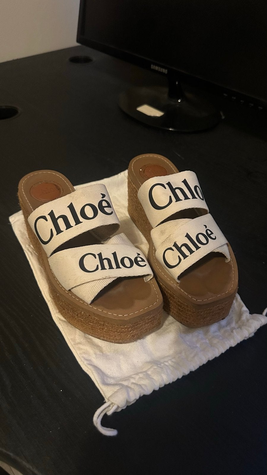 Originele Chloé plateau slippers, Kleding | Dames, Ophalen, Gedragen, Beige, Slippers