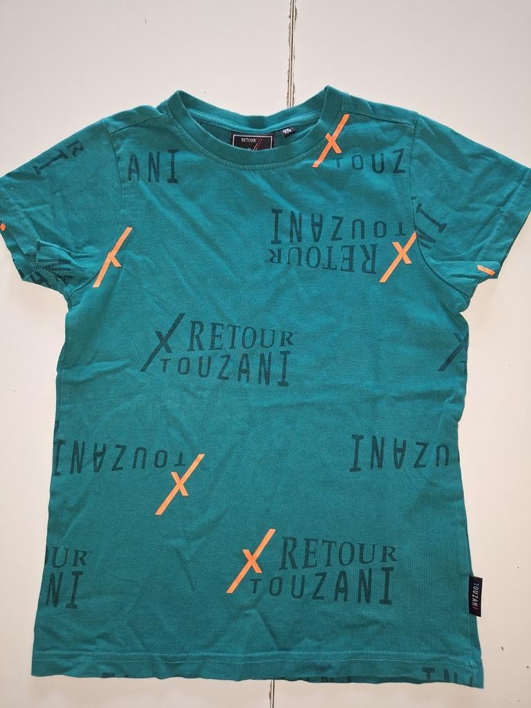 Mooi Touzani T-shirt maat 128 met oranje tekens, Gebruikt, Jongen of Meisje, Ophalen of Verzenden, Shirt of Longsleeve