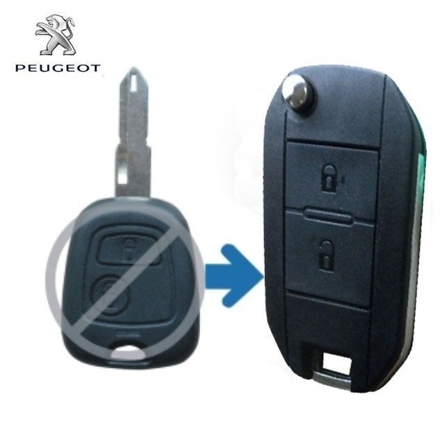 Klapsleutel voor Peugeot 106 205 206 306 405 2-knops, Niet ingevuld, Niet ingevuld, Nieuw, Ophalen of Verzenden