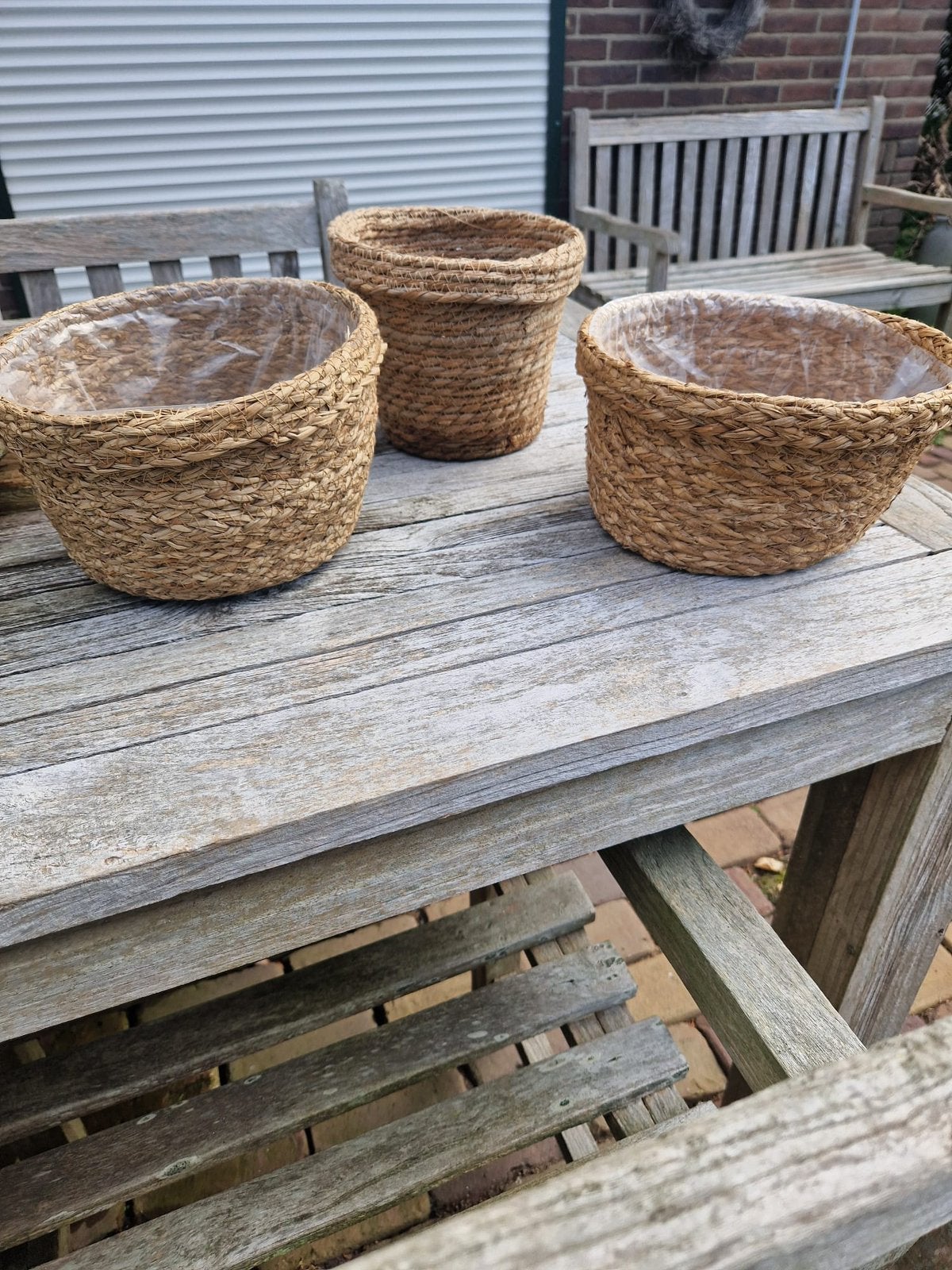 Zeegras plantenmandjes, Ophalen, Zo goed als nieuw, Rond, Minder dan 30 cm